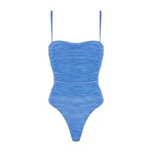 HOUSE OF CB Pearl Ruched Mesh Bodysuit In Sky Blue